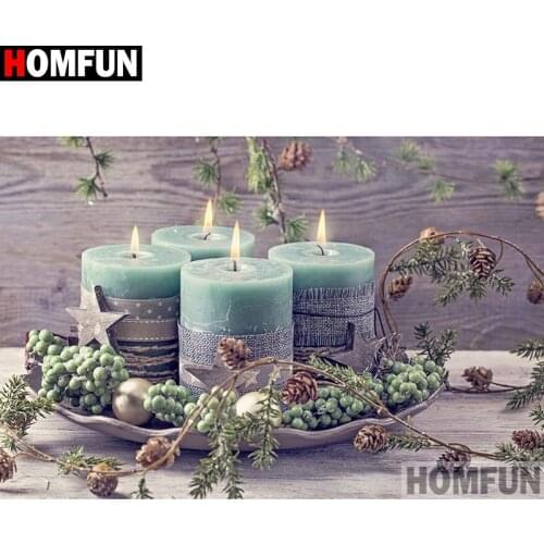 HOMFUN Full Square/Round Drill 5D DIY Diamond Painting "Candle scenery" 3D Diamond Embroidery Cross Stitch Home Decor A18894