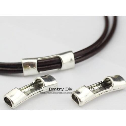 Dmtry 5pc Bracelets & Bangles Jewelry Making Findings Use With Multilayer Round Leather Antique Silver Plated DIY C0030