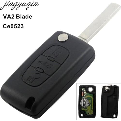 Jingyuqin VA2 Car Key ASK 433 mhz ID46 - PCF7941 For Peugeot 207 407 306 Partner ect 3 Button Flip Remote Fob CE0523