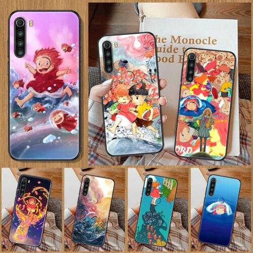 Anime Ponyo on the Cliff Phone Case For Xiaomi Redmi Note 7 8 9 10 7A 8T 9A 9T 9S 10S Pro black trend cell cover tpu funda 3D