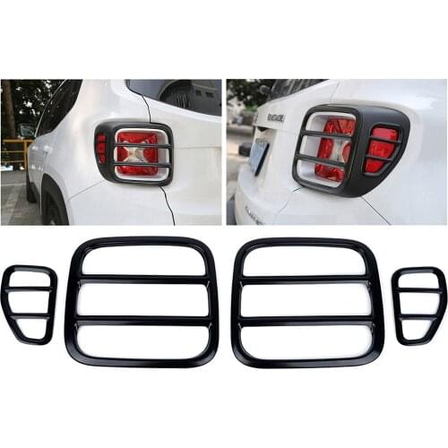 Camoo Tail Light Cover Fits for Jeep Renegade, Black Anti-Oxidation Metal Taillight Rear Lamp Protector Guard Cover for Jeep Re