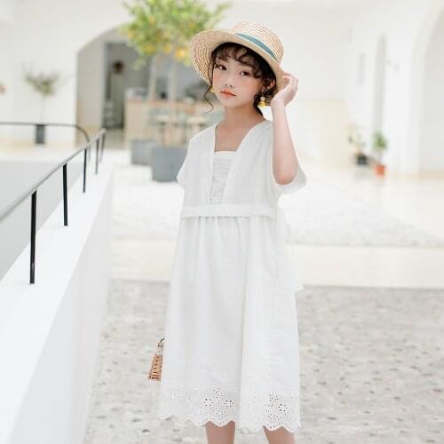 Teenager children dress clothes 2021 summer new girl dress party little girl dress cotton patchwork childrens clothing