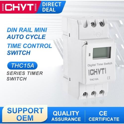THC15A Electronic Weekly 7 Days Programmable Relay Timer Control AC 220V 110V 12V 24V 48V Din Rail Mount Digital Time Switch