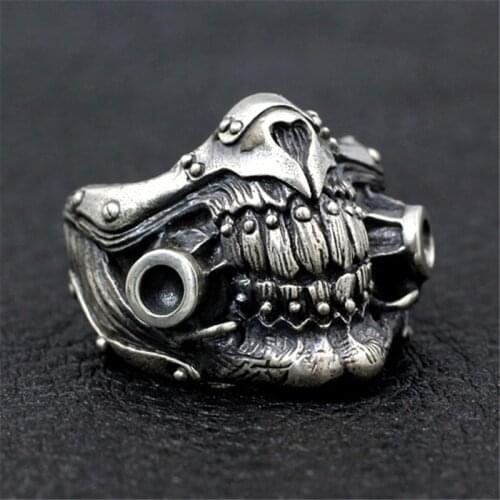 FDLK Fashion Vintage Hip Hop Punk Rock Mad Max Immortal Joe Mask Ring Luxury Hollow Out Rings for Men Jewelry Wholesale