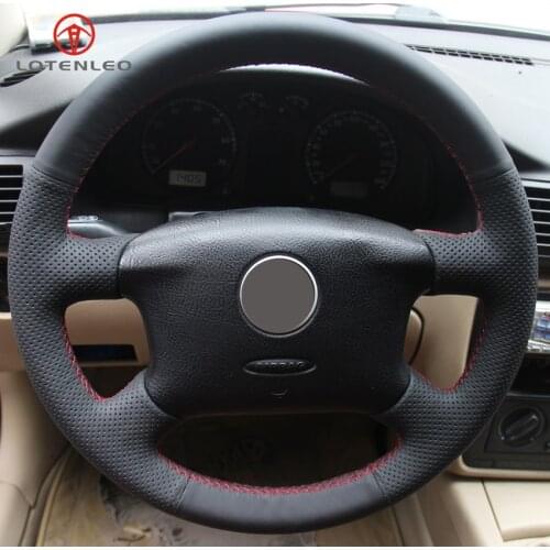 LQTENLEO Black Artificial Leather Car Steering Wheel Cover for Volkswagen Passat B5 Golf 4 1996-2005 Seat Alhambra 2001-2009