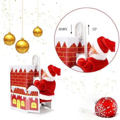 Cute Climbing Chimney Santa Claus Music Christmas Ornament Present Christmas For Home Christmas Decoration Gadgets