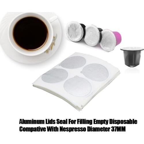 240PC Refillable Nespresso Coffee Capsule Flim Sticker Refilling Stainless Steel Capsule Self Adhesive Aluminum Foil Brewer Lid