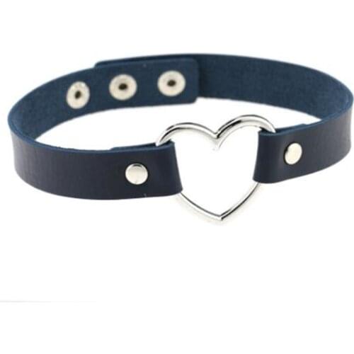 Fashion Women Cool Punk Goth Rivet Heart-Shape Leather Collar Choker Necklace Jewelry Accessories