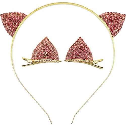 MOGAKU Cute Crystal Hair Clips Korean Style Women Pink Rhinestone Headband Hair Jewelry Fashion Party Prom Headdress Accessories