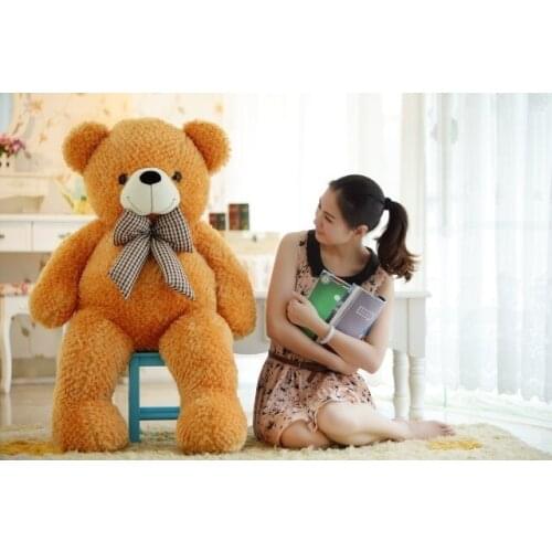 Stuffed animal plush 120cm tie teddy bear plush toy orange teddy bear doll gift t6103