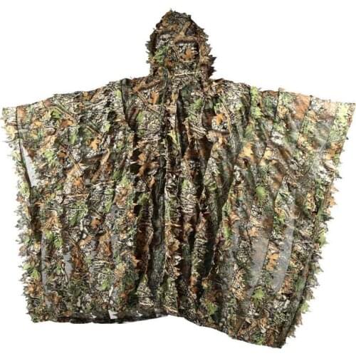 3D Outdoor Hunting Camouflage Clothes With Cap Jungle Cloak Poncho Camo Bionic Leaf For Sniper Photography