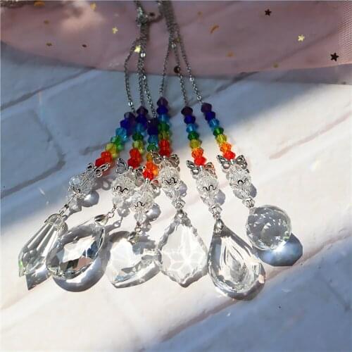 Cartoon Crystal Pendant Necklace Heart Leaf Jewelry Charm Fashion Accessory Garden Decoration DIY Neck Chain Wind Chime Ornament