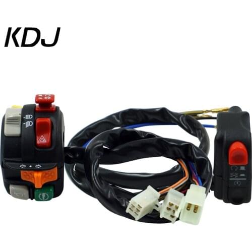 A Pair 7/8" 22mm Motorcycle Handlebar Control Switch Warning Light Turn Signal Horn Ignition Start Kill Overtaking Light Buttons