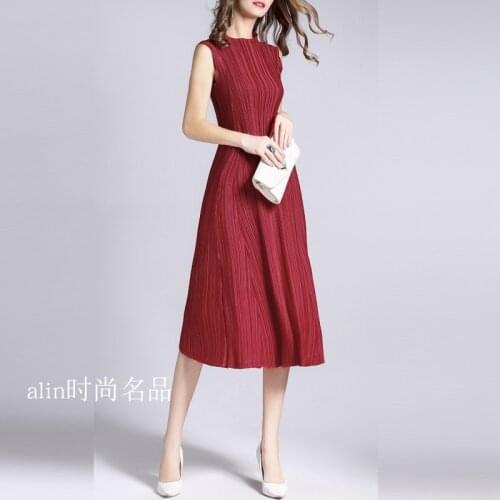Issey Miyake Pleated Slim Women dress 2021 Summer New Womens skinny A-line Skirt vintage All-match Long Skirt