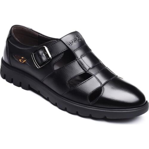 Casual Shoes Men Sandals Leather Real Male Sandals Shoes Office Mens Summer Sandals Fashion Comfortable Sandaliqp09