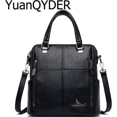 Casual Womens Backpacks Designer Multi Functional High Quality Leather Female Mochilas School Teenagers Girls Travel Bagpack