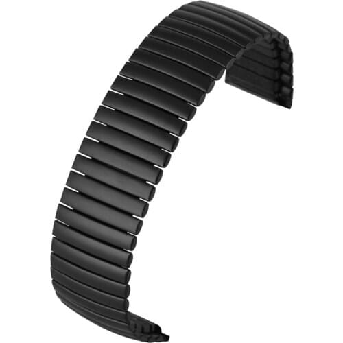 20/22 mm Width Stretchable Length Watch Band None Buckle Replacement Matte/Glossy Black Stainless Steel Wristwatches Strap