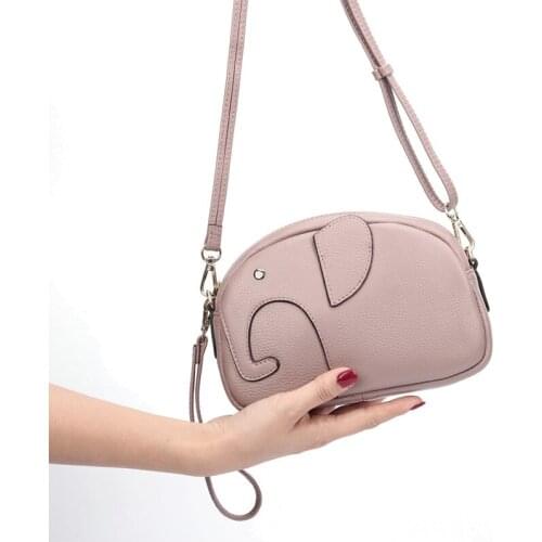 Luxury Branded Designer Soft Cowhide Leather Handbag New Design Elephant Women Crossbody Bag Shopping Card Holder Phone Purse
