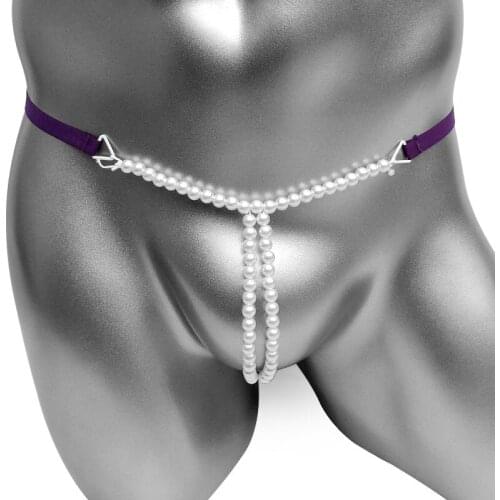 Sexy Cuecas Gay Men Underwear Jockstrap Sissy Pearls Thongs G String Enlargement Cockring Erotic Lingerie Penis Ring Panties