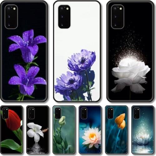 Blue flowers Phone Case For Samsung Galaxy Note S 21 20 10 9 8 E Lite FE UW Ultra 5G PRO Black Shell Cover