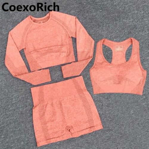 Gym Clothing Women Sport Bra Outfit Seamless 2/3PCS Crop Top Workout Yoga Shorts Suit for Fitness Sportwear Tracksuit