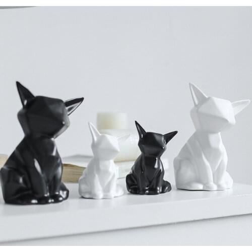 Fox Statue Ceramic Sculpture Desktop Adornment Animal Art Ornament Statue Home Living Room Decoration Nordic Home Decor
