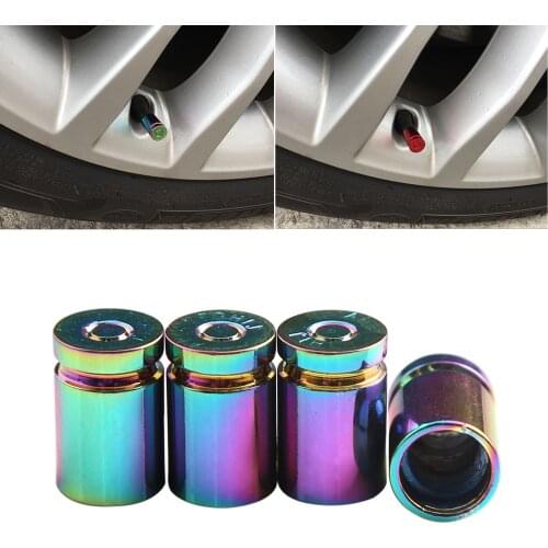 Universal 4Pcs Tire Valve Stem Cover Caps Aluminum Car Wheel Air Pressure Valve Cap Bullet Shell Dust Cap For Car Motorcycle