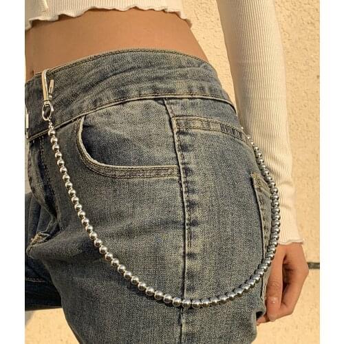 European and American simple jewelry with new beaded belt trouser chain punk fashion cool metal CCB body chain for female