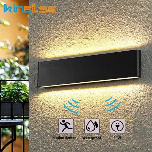 Motion Sensor Waterproof Outdoor LED Wall Lamp IP65 Aluminum UP And Down Wall Lights 20W/24W Garden Sconce Porch Light