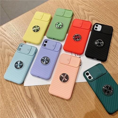Camera Lens Protection Phone Case For iPhone 11 Pro Max 8 7 6S Plus Xr Xs max X 10 SE2020 Color Candy Back Ring stand Cover Gift