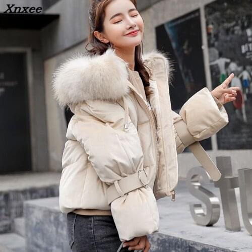 Woman Winter Jacket Coat 2018 Hooded Fur Collar Cotton Padded Jacket Short Hood Slim Parkas Plus Size Thicken Female Outerwear