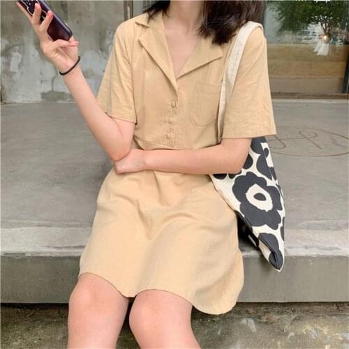 Female Korean Kawaii Cute Loose Casual Ins Dress Womens Dresses Japanese Harajuku Ulzzang Ladies Vintage Clothing For Women