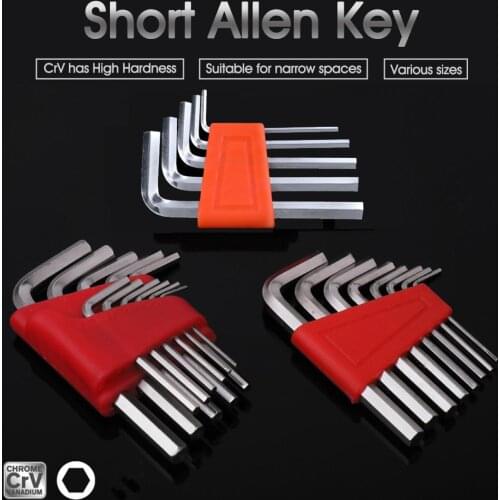 1Pcs Hex Key Set 0.05"- 1/4" Inch & 1.27mm-6mm Metric SAE Size Allen Wrench Chromium-vanadium Steel Short Arm Tool Set