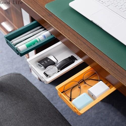 12-17cm Flexible Adjustable Drawer Box Under Desk Desktop Strong Seamless Office Storage Box Hidden Stationery Organizer