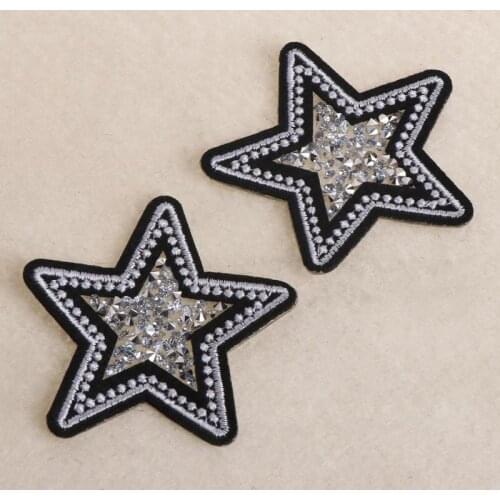 2pcs/lot Star Patches Hotfix Rhinestone Trim Iron On Rhinestones Crystal Motifs Applique For Children Women Clothes Patch
