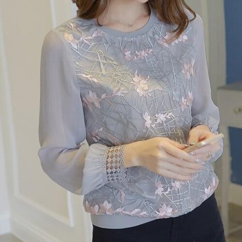 2021 Spring Summer Woman Top Blusa Mujer Lace Chiffon Blouse Long Sleeve Womens Tops And Blouses Plus Size 3xl Clothing