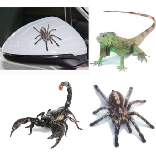 3D Spider Lizard Scorpion Car Sticker 3D Animal Pattern Vehicle Window Mirror Bumper Decal Decor Water-resistant High Stickiness