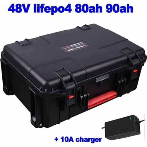 48v 80ah 90ah lithium iron phosphate Lifepo4 battery pack for photovotaic energy street sweeper food truck AGV RV + 10A charger