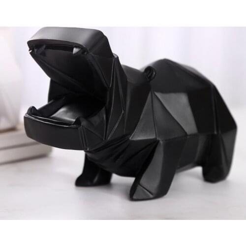 Abstract Geometric Resin Hippo Piggy Bank Figurines for Interior Home Decoration Accessories for Living Room Home Decor Statue