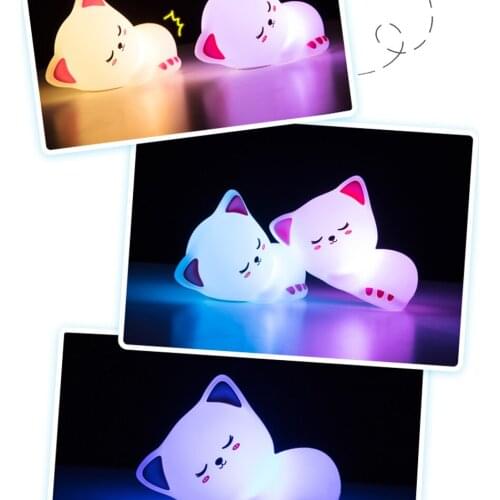 English Model Cat Night Light Basic Remote Control Model (Pure White)Creative Cartoon Design Decorative Light USB Charing