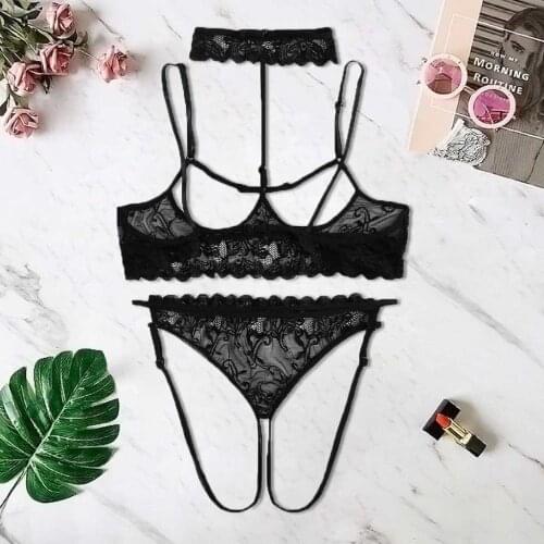Erotic Lingerie for Women Plus Size Lace Provocative Transparent Sexy Womens Underwear Open Crotch Hollow Out Lenceria Mujer