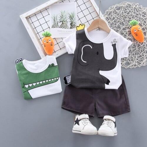 Summer Hot Sale Clothing for Boys Elephant Print T-Shirt+Shorts Children Clothing Casual Baby Boys Clothes O-neck Clothing Sets
