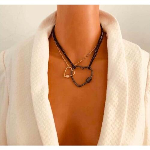 HaHaGirl New Vintage Fashion Heart-shape Multilevel Chain Pendant Necklaces For Women Gold Color Necklace Jewelry Gift