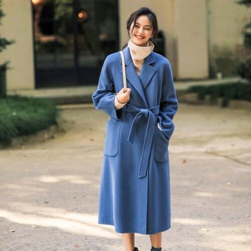 Classic 2020 new cashmere handmade double-sided Korean temperament long wool winter coat women