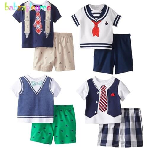 2Piece Toddler Boys Clothing Set 2018 Summer Wear Fashion Casual Baby T-shirt+Shorts Kids Clothes Children Tracksuit BC1739-1