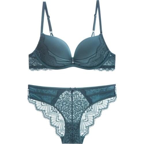 Women Wire Free Bra Pany Set Sexy Push Up Lace Underwear Glossy Wireless High Quality Comfortable Women Lingerie