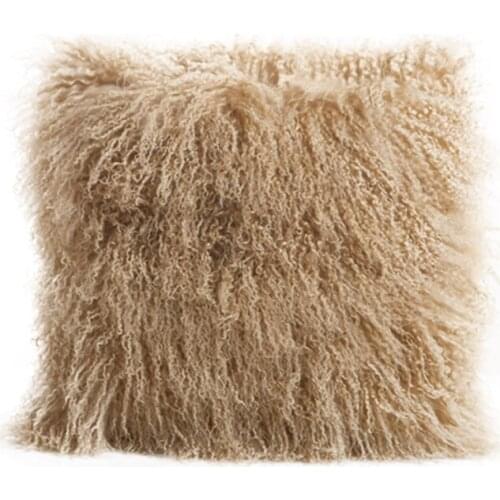 MS.Softex Mongolian lamb fur Pillow Case Real Fur Cushion Cover High Quality Natural Lamb Fur Pillow Cover Fluffy Fur