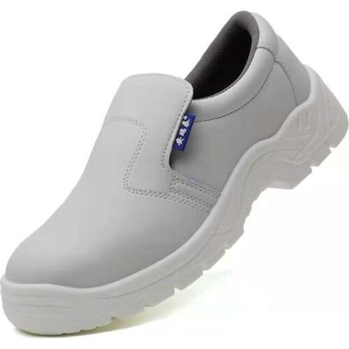 Mens casual steel toe cap work safety shoes factory dust-free workshop staticproof worker shoe soft leather security boots white