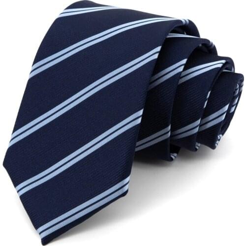 2021 Brand New 7CM Blue Striped Ties for Men Business Dresses Necktie High Quality Male Fashion Formal Work Cravat With Gift Box