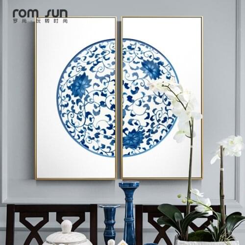 New Chinese Style China Vase Blue and White Canvas Paintings Posters And Prints For Living Room For Study Room Wall Art Mural HD
